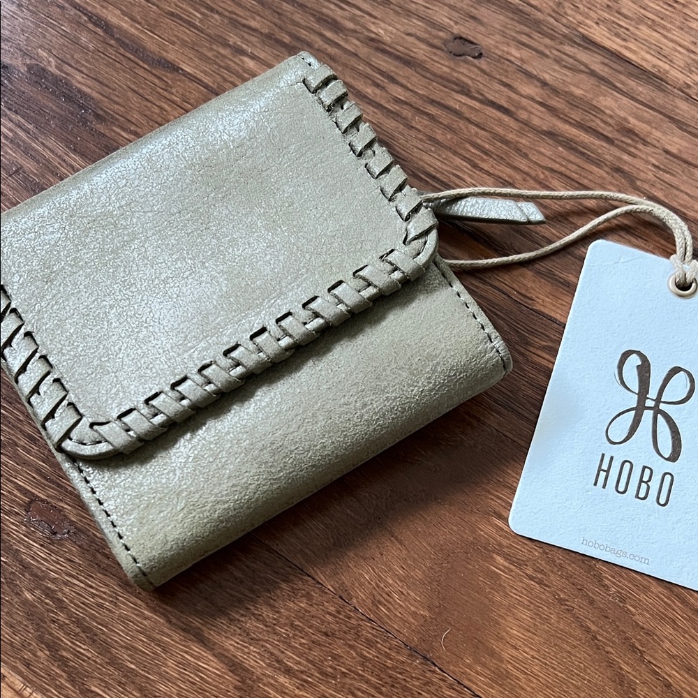 NWT HOBO Foray Small Wallet in Burnished Sage with Woven Trim